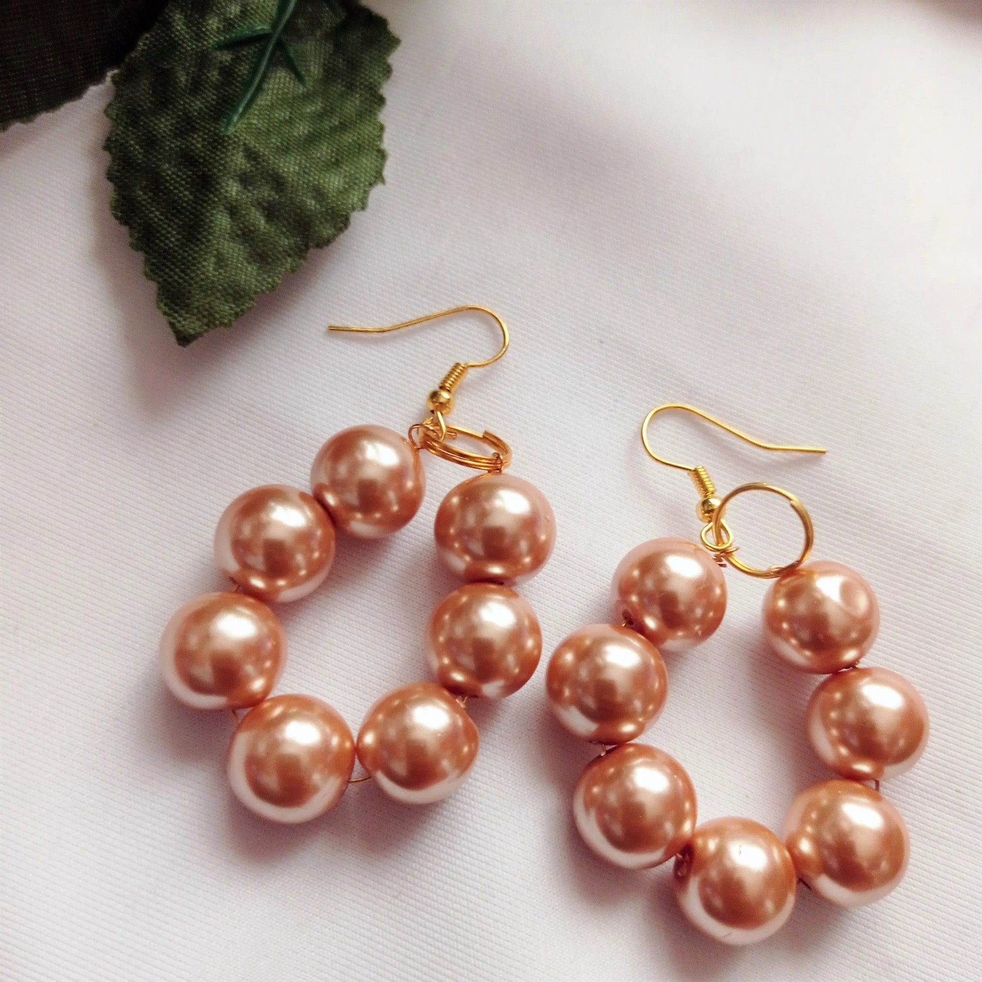 Bronze Glass Pearl Earrings, Glass Pearl Jewellery, Unique Earrings - Memoriex