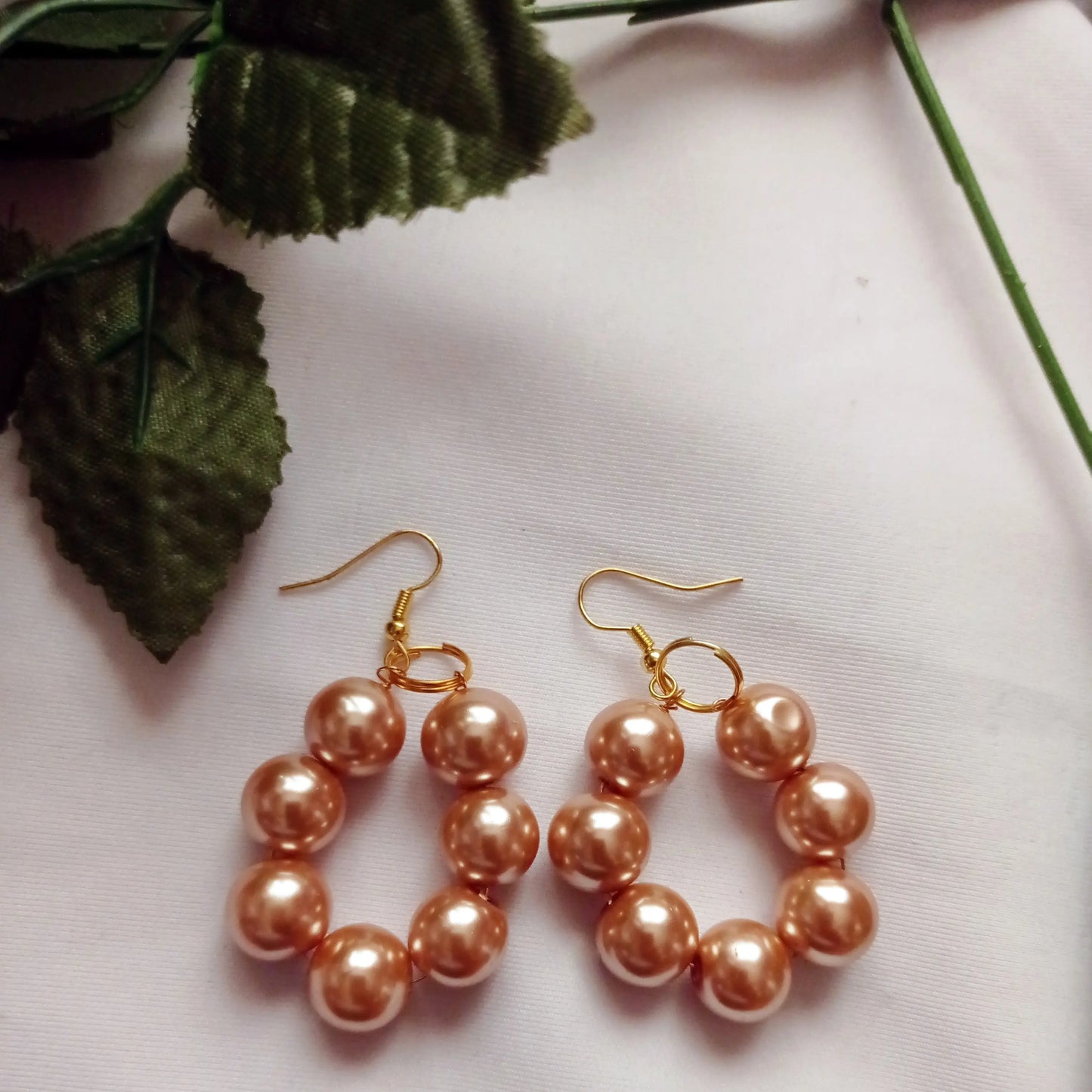 Bronze Glass Pearl Earrings, Glass Pearl Jewellery, Unique Earrings - Memoriex