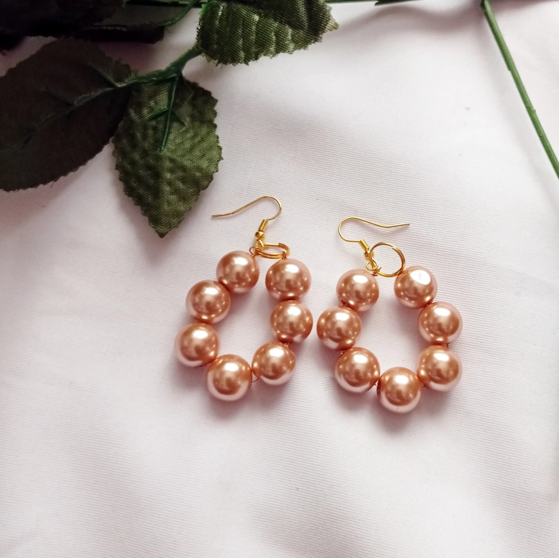 Bronze Glass Pearl Earrings, Glass Pearl Jewellery, Unique Earrings - Memoriex