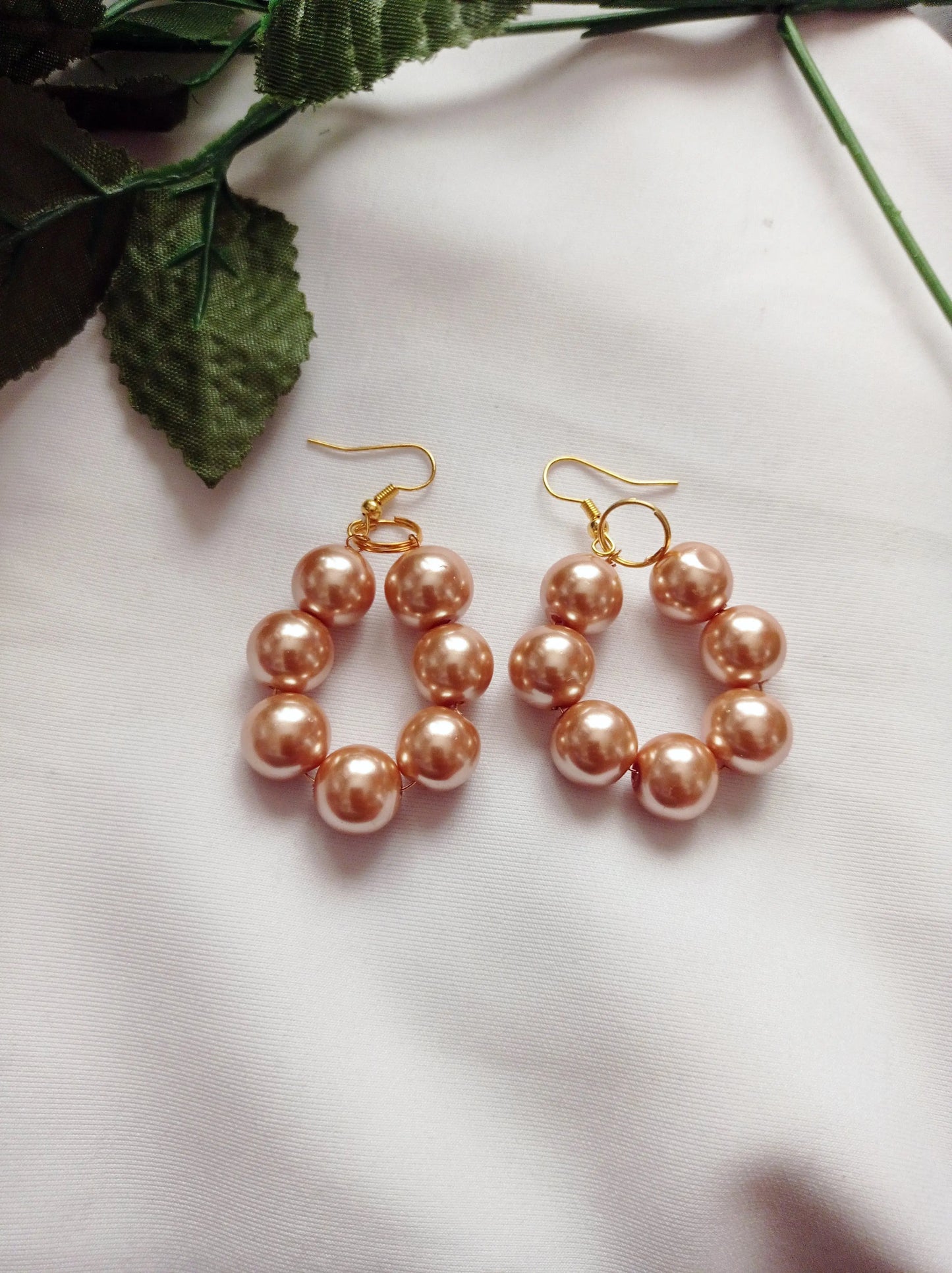 Bronze Glass Pearl Earrings, Glass Pearl Jewellery, Unique Earrings - Memoriex