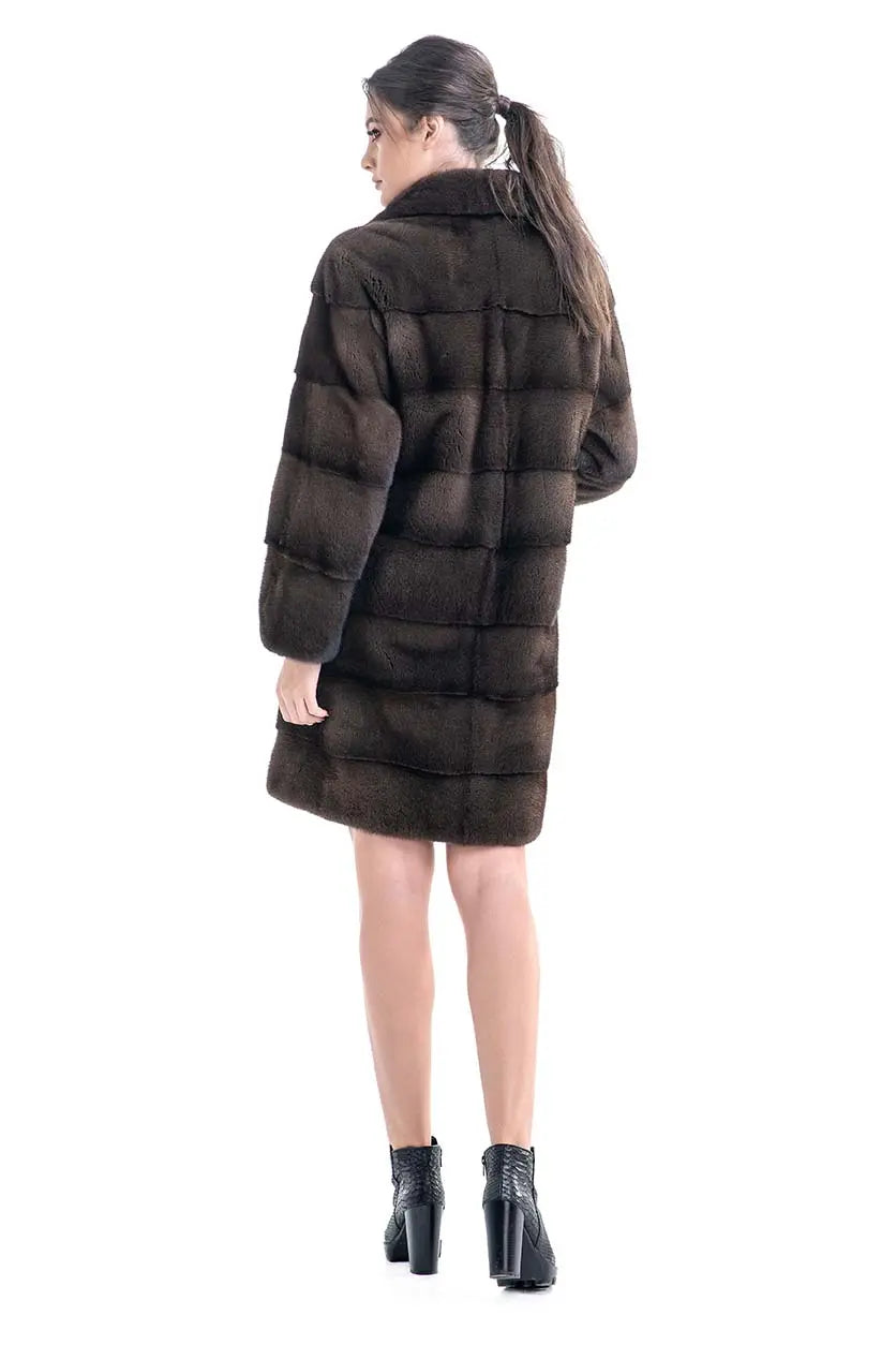 Brown Genuine Mink Fur Coat-1