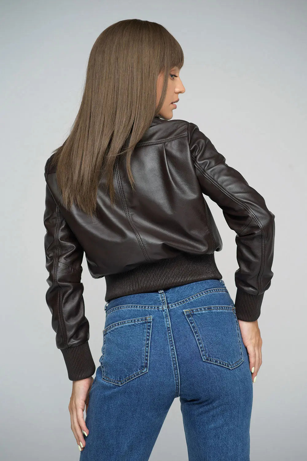 Brown Genuine Sheepskin Cropped Jacket-1