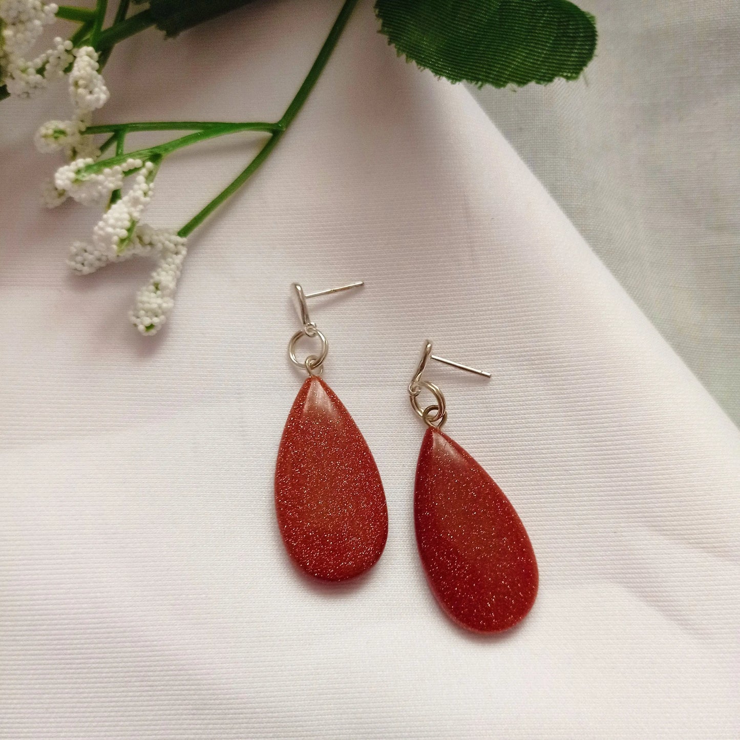 Brown Goldstone Teardrop Earrings - Memoriex