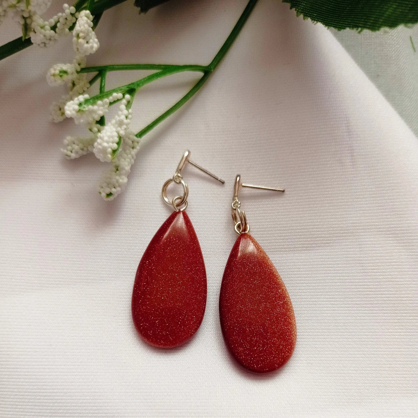 Brown Goldstone Teardrop Earrings - Memoriex