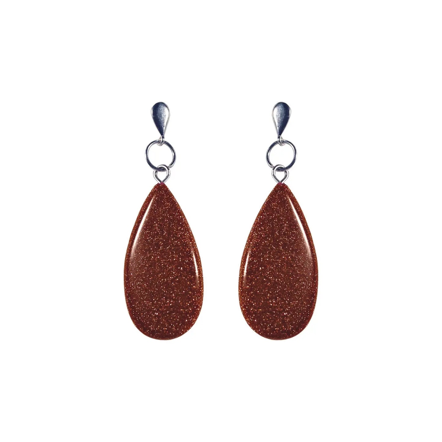 Brown Goldstone Teardrop Earrings - Memoriex