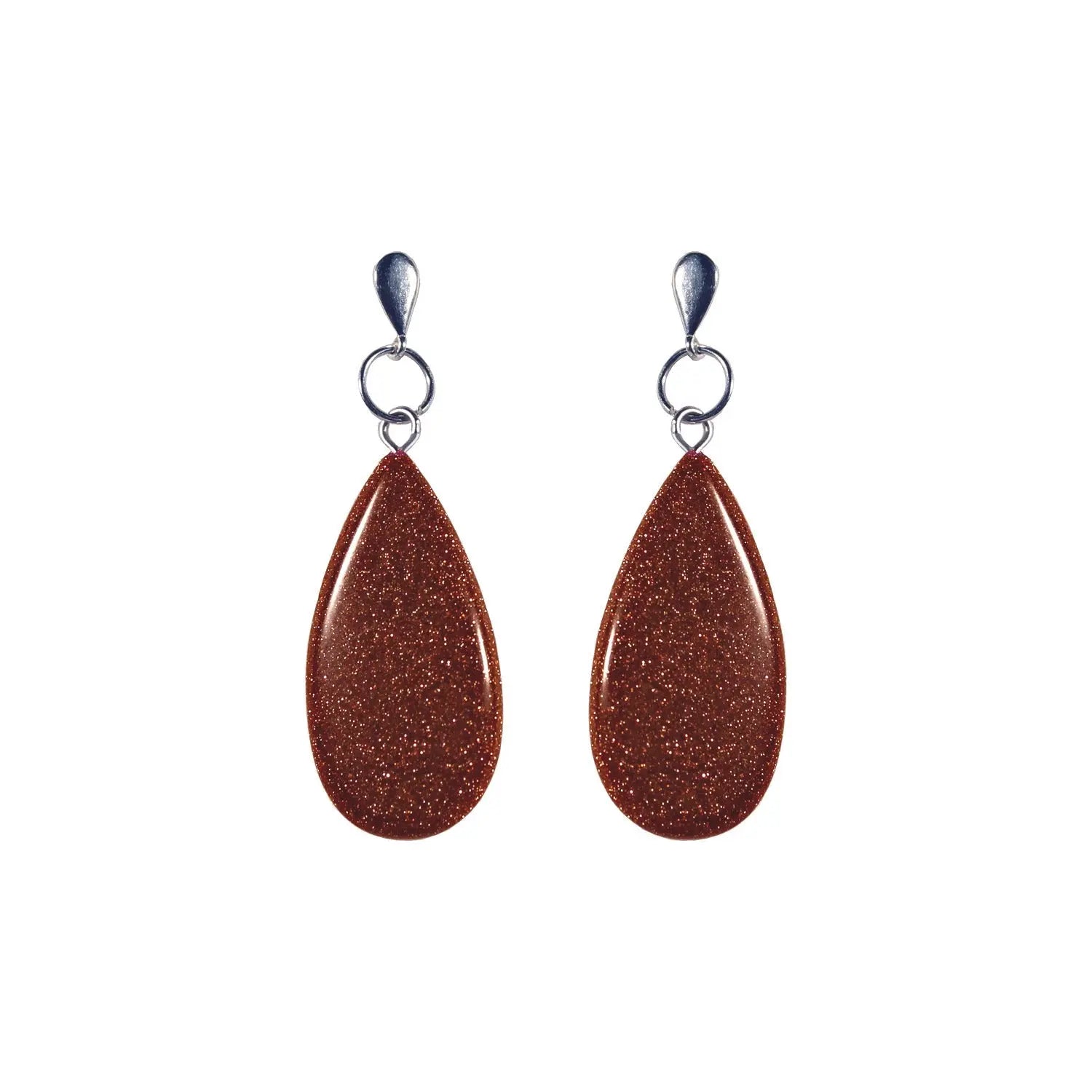 Brown Goldstone Teardrop Earrings - Memoriex