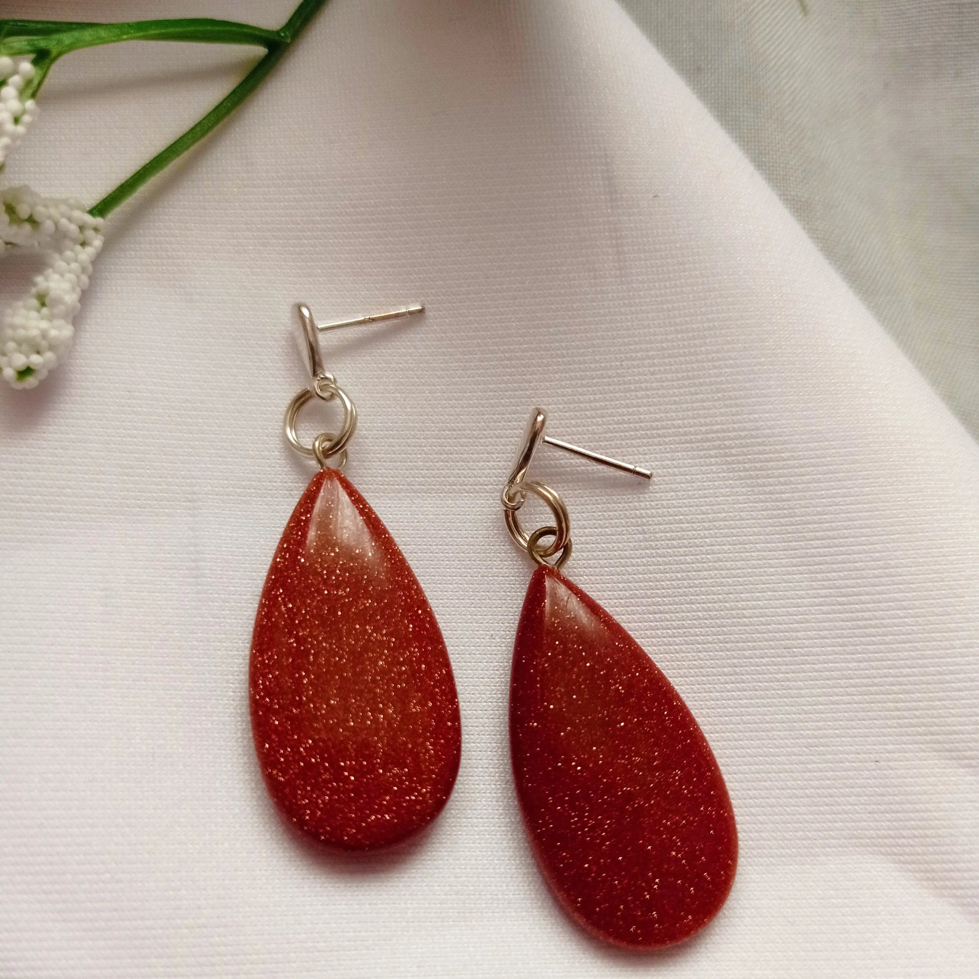 Brown Goldstone Teardrop Earrings - Memoriex