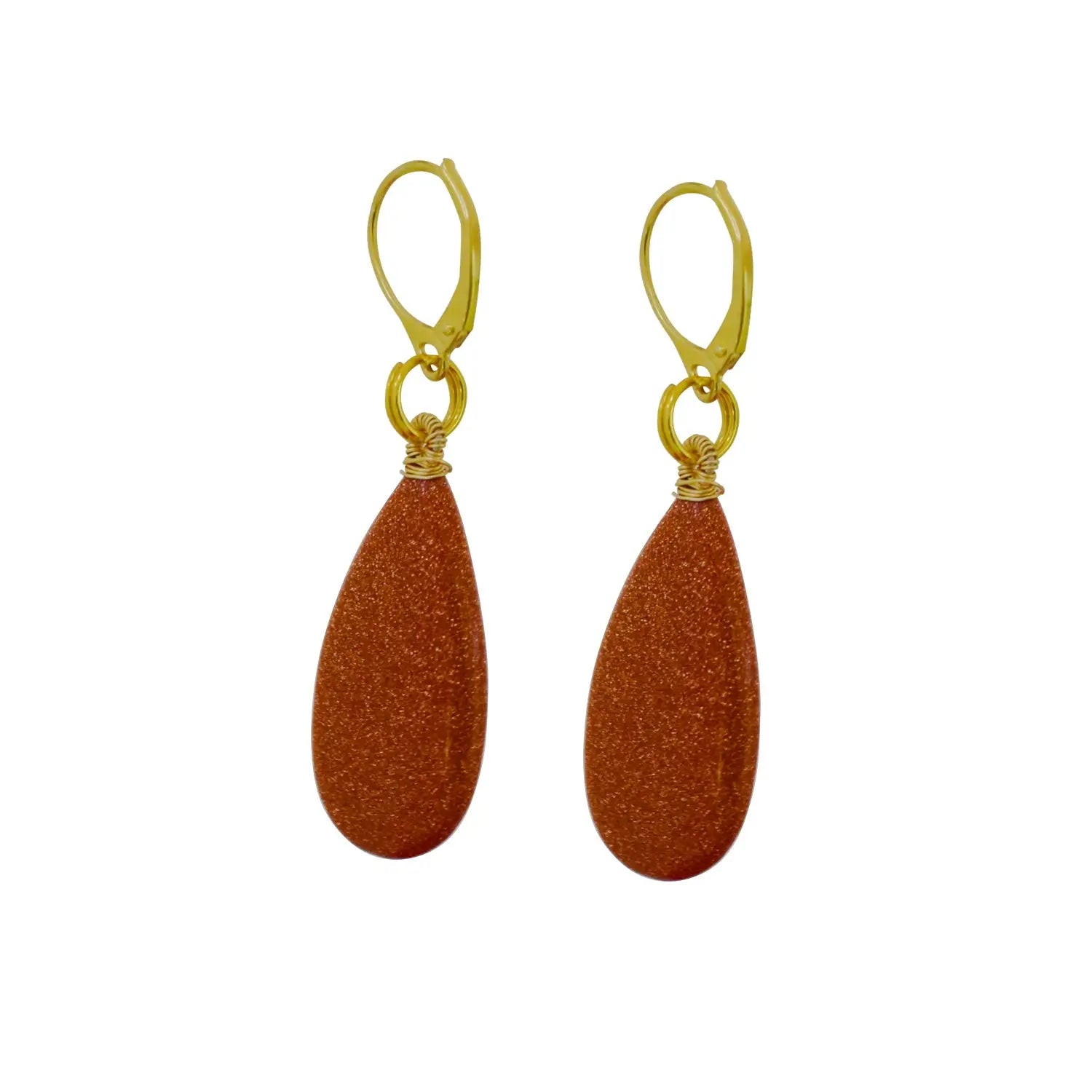 Brown Goldstone Yellow Gold Vermeil Earrings - Memoriex