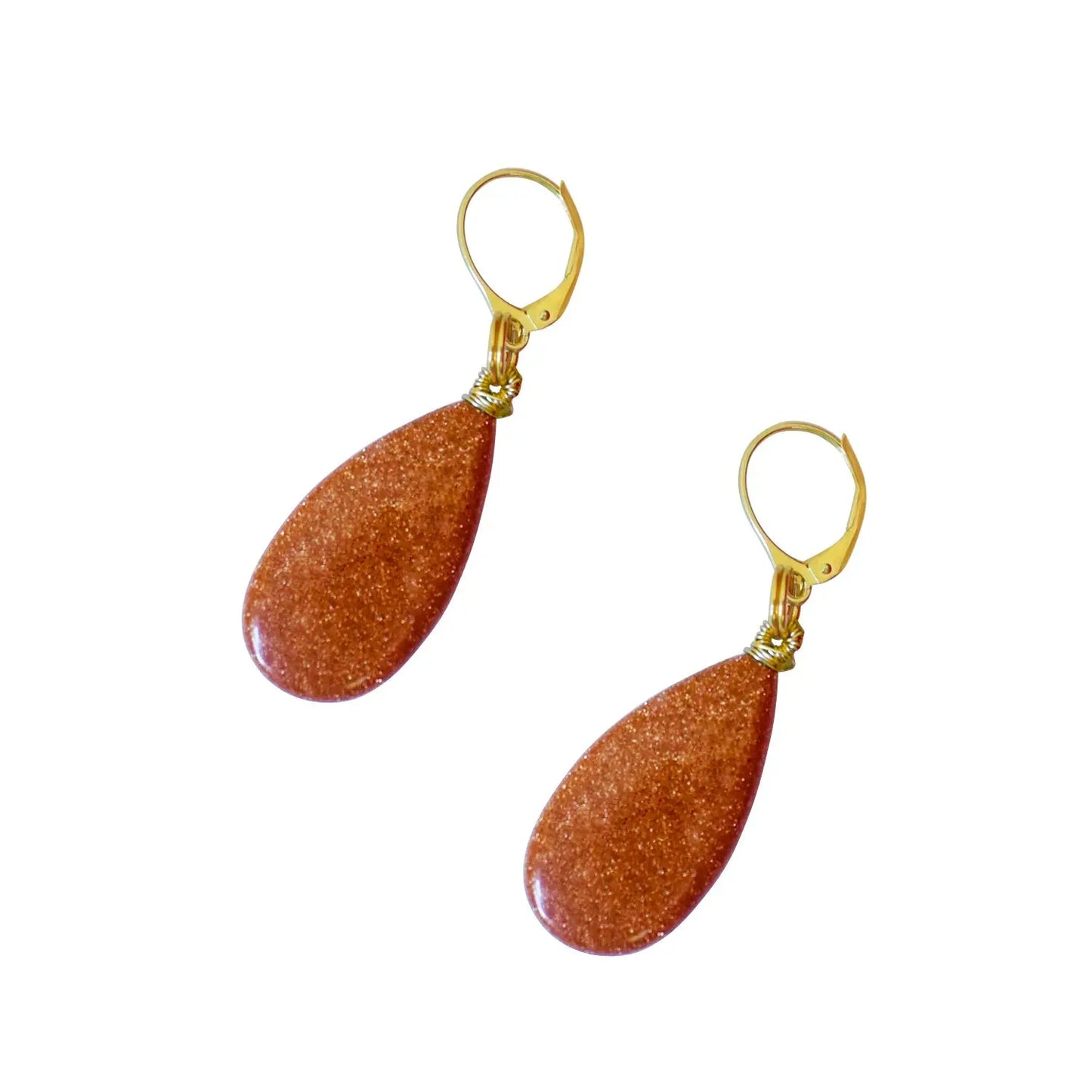 Brown Goldstone Yellow Gold Vermeil Earrings - Memoriex