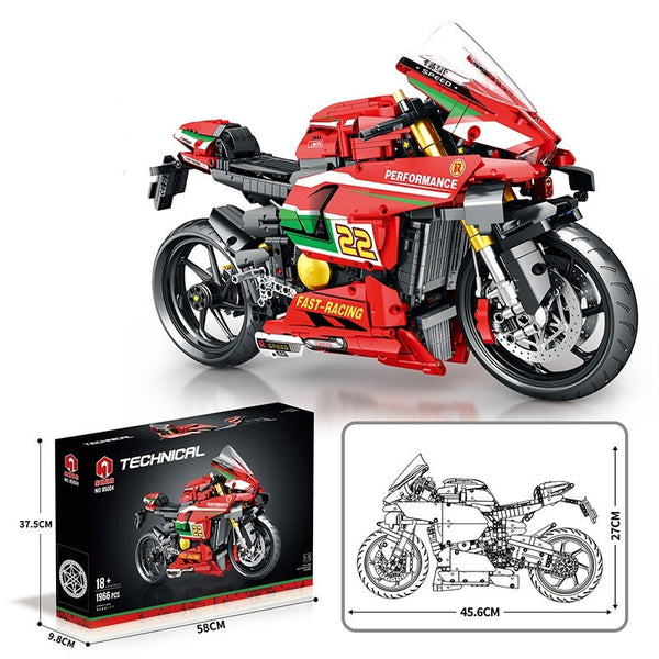 Building Blocks Motorcycle Ornaments Motorcycle Assembled - Memoriex 