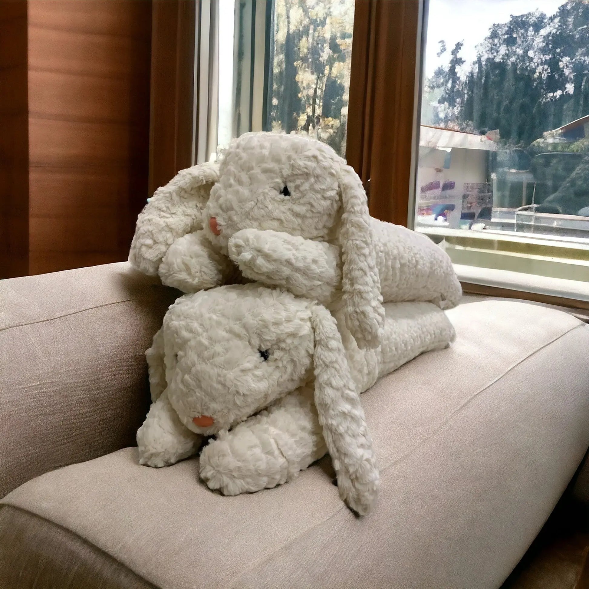 Bunny and Bear Long Sleeping Pillow-4