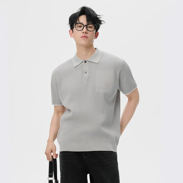 Business Casual Sweater Men's High Sense Summer Contrast Color Lapels - Memoriex 