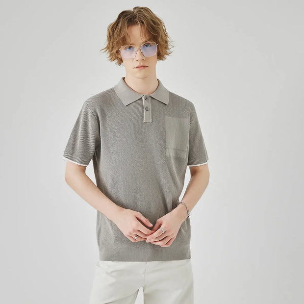 Business Casual Sweater Men's High Sense Summer Contrast Color Lapels - Memoriex 