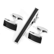 Business Fashion Men's Suit Cuff Tie Accessories Black Three Piece Set Cufflinks Tie Clip Set Gift - Memoriex 