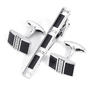 Business Fashion Men's Suit Cuff Tie Accessories Black Three Piece Set Cufflinks Tie Clip Set Gift - Memoriex 