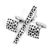 Business Fashion Men's Suit Cuff Tie Accessories Black Three Piece Set Cufflinks Tie Clip Set Gift - Memoriex 