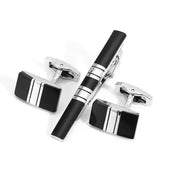 Business Fashion Men's Suit Cuff Tie Accessories Black Three Piece Set Cufflinks Tie Clip Set Gift - Memoriex 