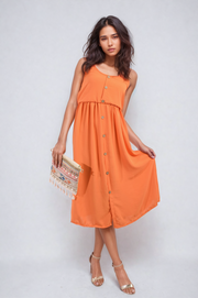 Button Front Strappy Midi Dress - Memoriex 