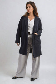 Buttoned Textured Jacket with Front Pockets - Memoriex 