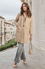 Buttoned Textured Jacket with Front Pockets - Memoriex 