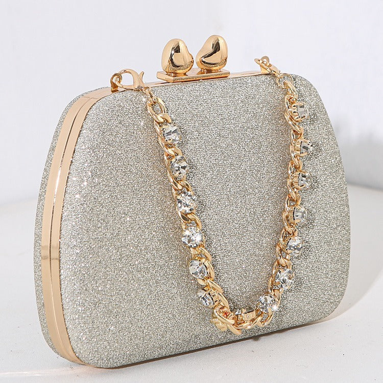 Little Love Water Diamond Chain Handheld Crossbody Small Square Bag Celebrity Banquet Handheld Bag - Memoriex 