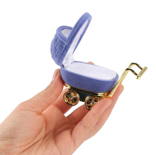 Jewellery Box | Baby carriage Velvet stroller Wedding Ring Box Gift Box Holder Case for Earrings Necklaces Bracelets Display