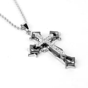 Dark Knight Same Men's Crystal Cross Pendant Silver Gold Black Dominant Pendant Necklace - Memoriex
