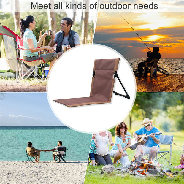 Foldable Camping Chair Outdoor Garden Park Single Lazy Chair Backrest Cushion Picnic Camping Folding Back Chair Beach Chairs - Memoriex