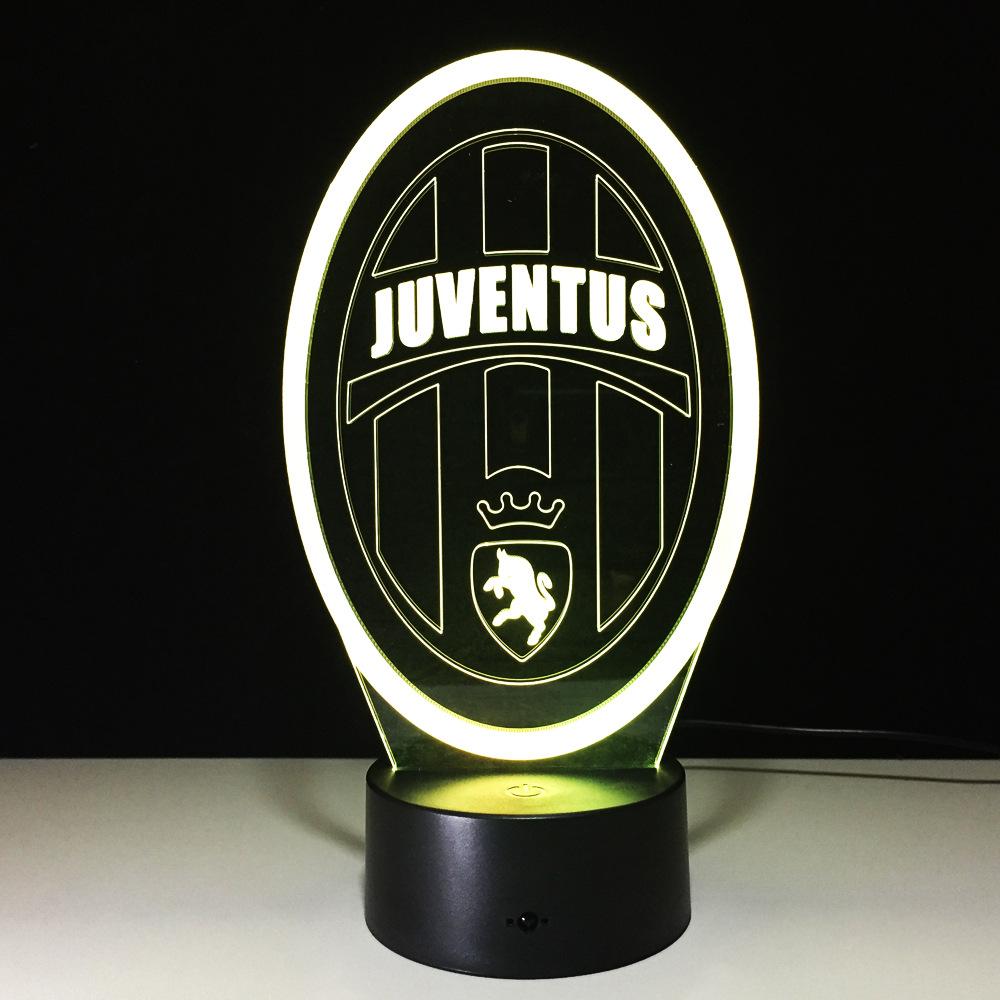 Hot 7 Colors Change Innovative Football Club 3D LED Night Light for Italy Juventus Club LED Touch Lamp Novelty Gifts USB Lampara