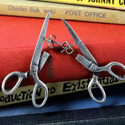 Dark Gothic Vintage Imitation Scissors Exaggerate Stud Earrings for Men Women Goth Punk Silver Color Halloween Fashion Jewelry - Memoriex