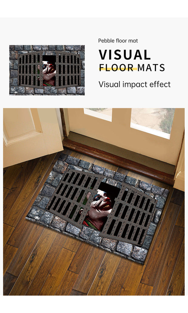 3D visual clown floor mat, funny entrance floor mat, illusion vortex floor mat - Memoriex