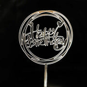 Acrylic Card Insert Happy Birthday Cake Decorating Insert Double Mirror Card Baking Holiday Flag - Memoriex