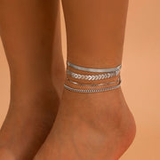 Love Beaded Punk Chain Foot Chain Set Hip Hop Personalized Snake Bone Chain Foot - Memoriex