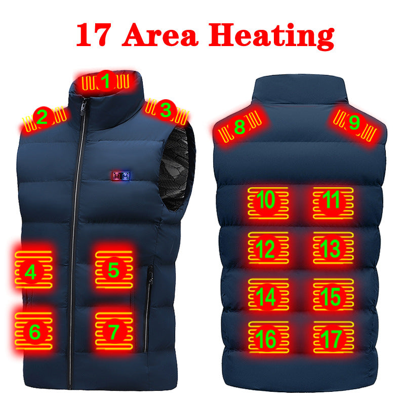 Intelligent heating vest for men and women, winter USB electric heating vest, heated cotton jacket with clip - Memoriex 