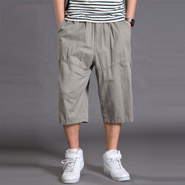 Men's shorts loose summer casual cropped pants thin workwear and mid length pants - Memoriex