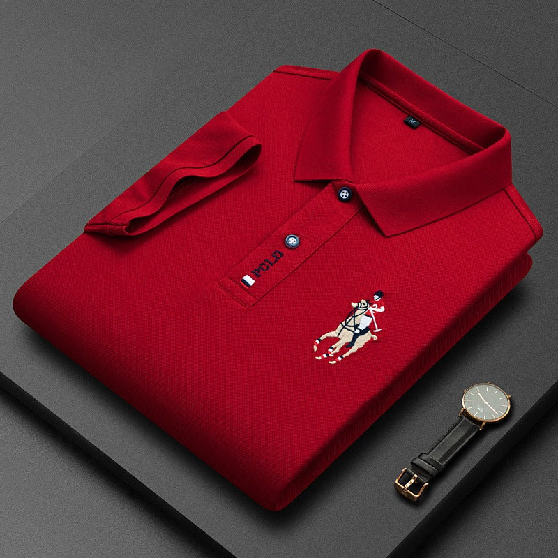 Men's short sleeved POLO shirt with a lapel and pearl T-shirt for Father's Day