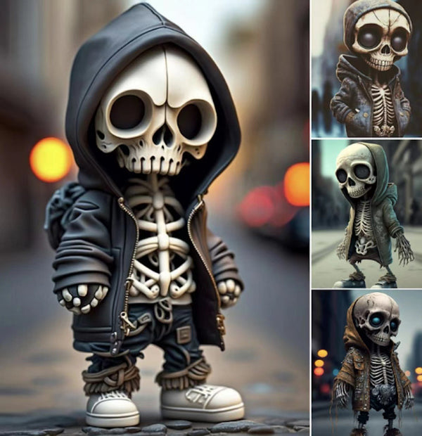 Halloween Skeleton Figurine, Resin Ornament, 15 cm, Four Designs