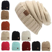 CC Beanies Hats & Caps Women Winter Knitted Wool Cap Men Casual Unisex Solid Color Hip-Hop Skullies Beanie Warm Hat - Memoriex 