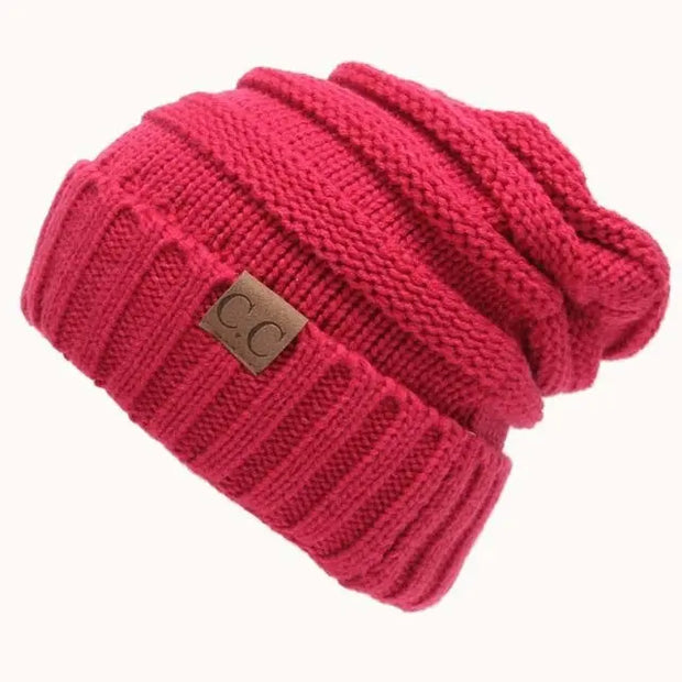 CC Beanies Hats & Caps Women Winter Knitted Wool Cap Men Casual Unisex Solid Color Hip-Hop Skullies Beanie Warm Hat - Memoriex 