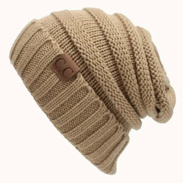 CC Beanies Hats & Caps Women Winter Knitted Wool Cap Men Casual Unisex Solid Color Hip-Hop Skullies Beanie Warm Hat - Memoriex 