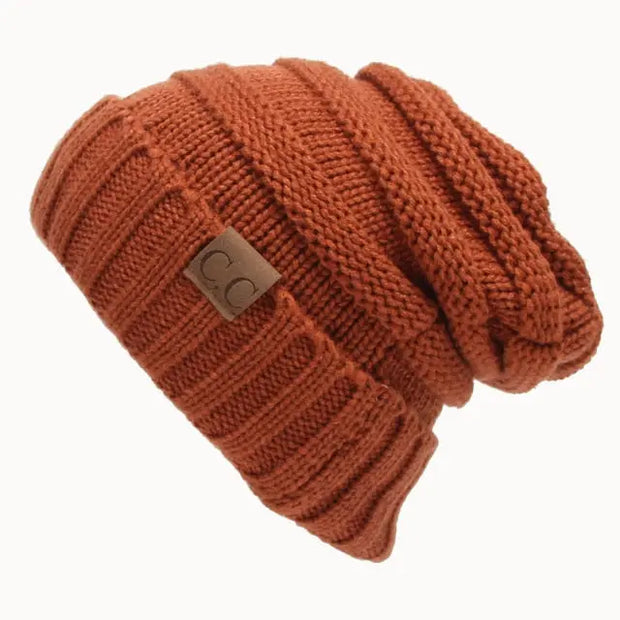 CC Beanies Hats & Caps Women Winter Knitted Wool Cap Men Casual Unisex Solid Color Hip-Hop Skullies Beanie Warm Hat - Memoriex 