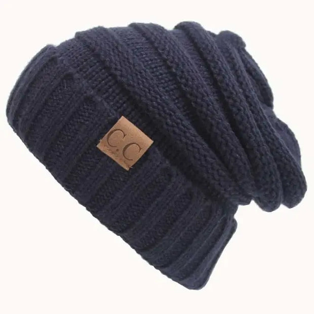 CC Beanies Hats & Caps Women Winter Knitted Wool Cap Men Casual Unisex Solid Color Hip-Hop Skullies Beanie Warm Hat - Memoriex 