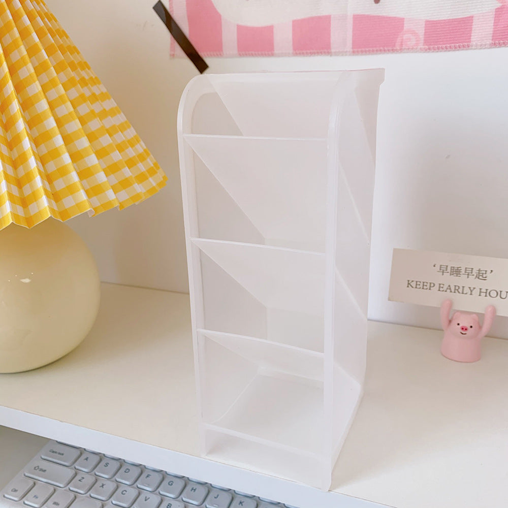 Korea Ins Girl Heart Desktop Storage Tube Simple Cartoon Four-Grid Oblique Pen Holder Makeup Brush Lipstick Storage Box - Memoriex 