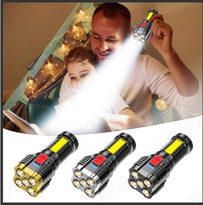 5 Led Flashlight Strong Light Outdoor Portable Cob Side Light Work Light USB Rechargeable Led Flashlight - Memoriex 