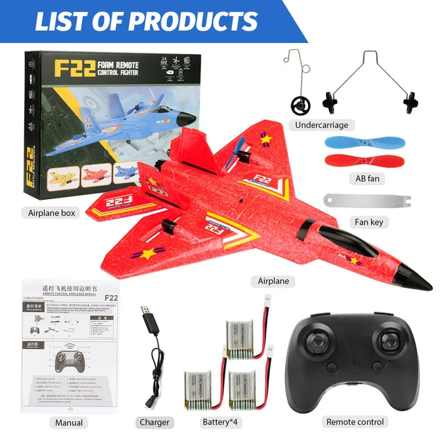 RC Flugzeug F22 raptor Hubschrauber Fernbedienung flugzeug 2,4G Flugzeug Fernbedienung EPP Schaum flugzeug Kinder spielzeug - Memoriex 