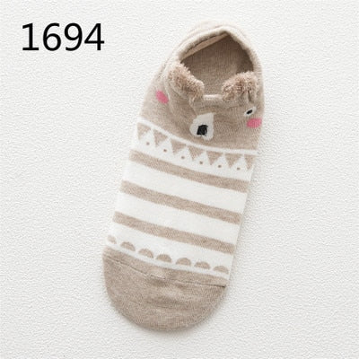 Cute Animal Cotton Socks Female Kawaii Cat With Dog Summer Short Socks Slippers Women Casual Soft Funny Boat Socks - Memoriex 