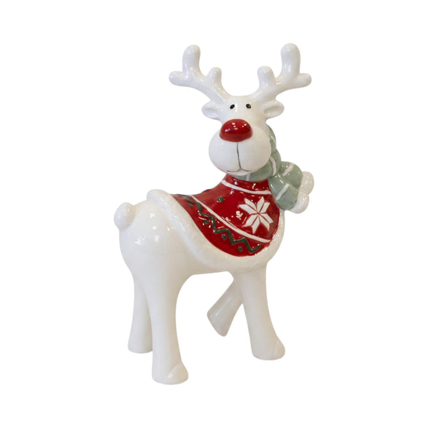 Ceramic Reindeer with Christmas Sweater and Scarf Medium-0