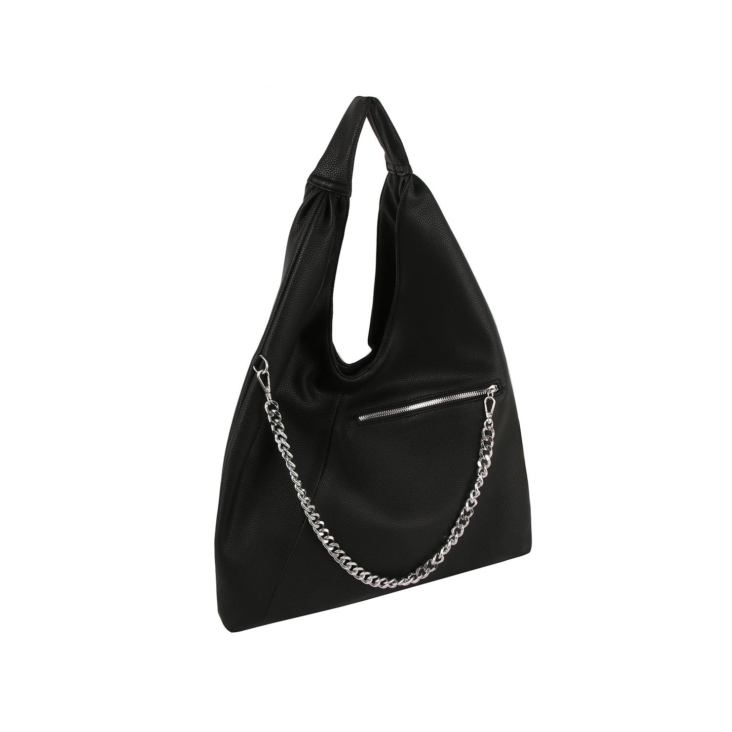 Chain zipper detail hobo by Handbag Factory-8