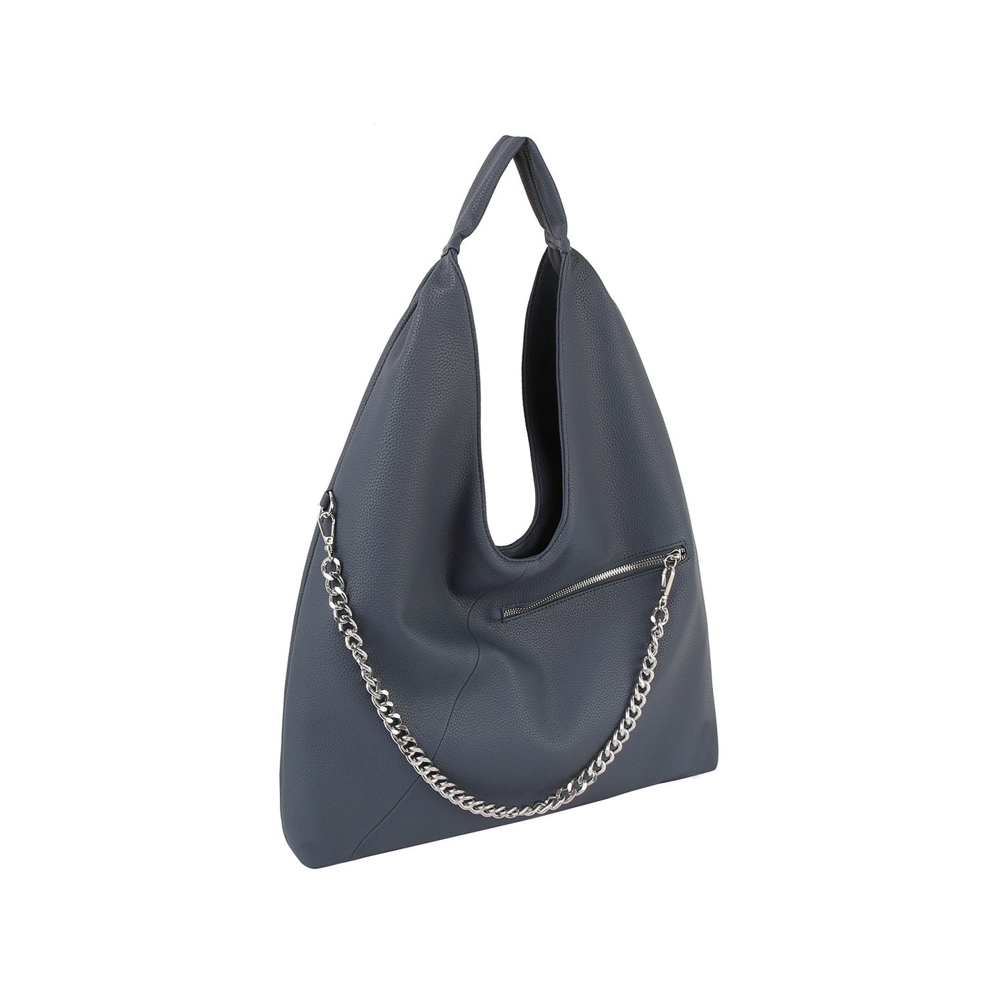 Chain zipper detail hobo by Handbag Factory-6