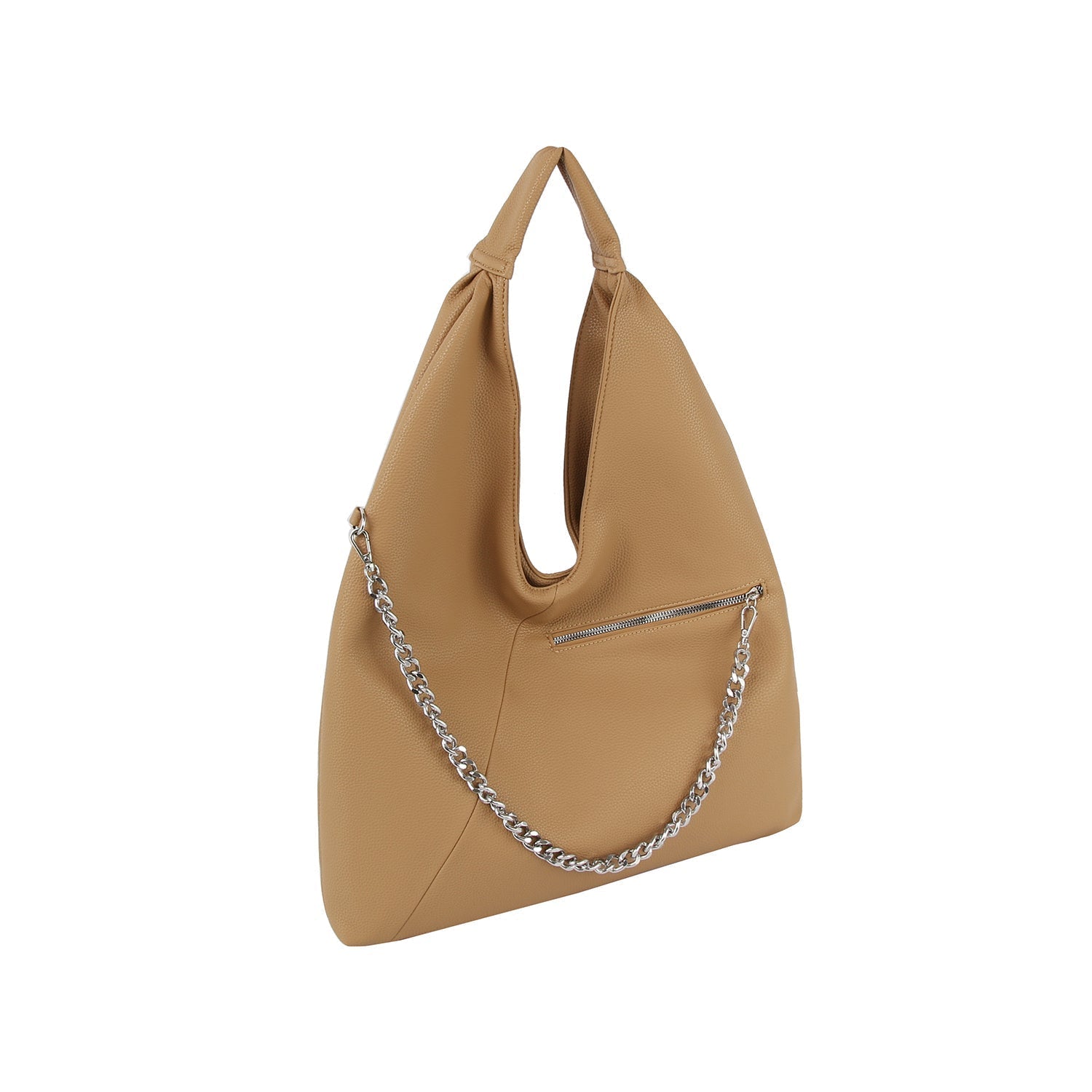 Chain zipper detail hobo by Handbag Factory-1